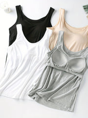 2 Sets Soft Padded Tank Tops Stretch Sleeveless Top Women's Lingerie