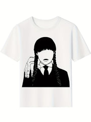 Girls Cartoon Portrait T-shirt Soft Cotton Crew Neck Short Sleeve