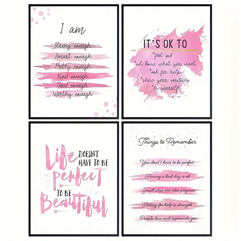 4pcs Green Pink Affirmations Inspirational Art Posters 20 32x25