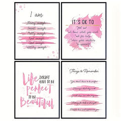 4pcs Green Pink Affirmations Inspirational Art Posters 20 32x25