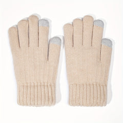 Plush Knit Touch Screen Gloves - Full Finger Cold Weather Gloves