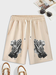 Men's Money Pattern Comfy Shorts with Elastic Waist