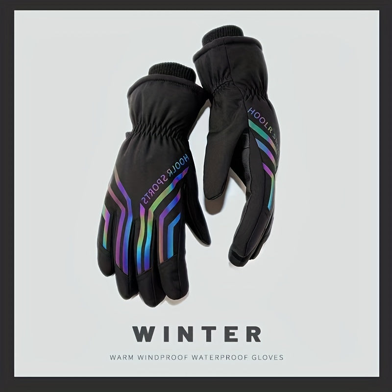 Men's Winter Reflective Gloves Plus Velvet Windproof Waterproof Touch Screen