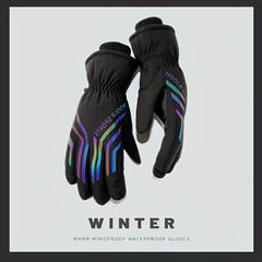 Men's Winter Reflective Gloves Plus Velvet Windproof Waterproof Touch Screen