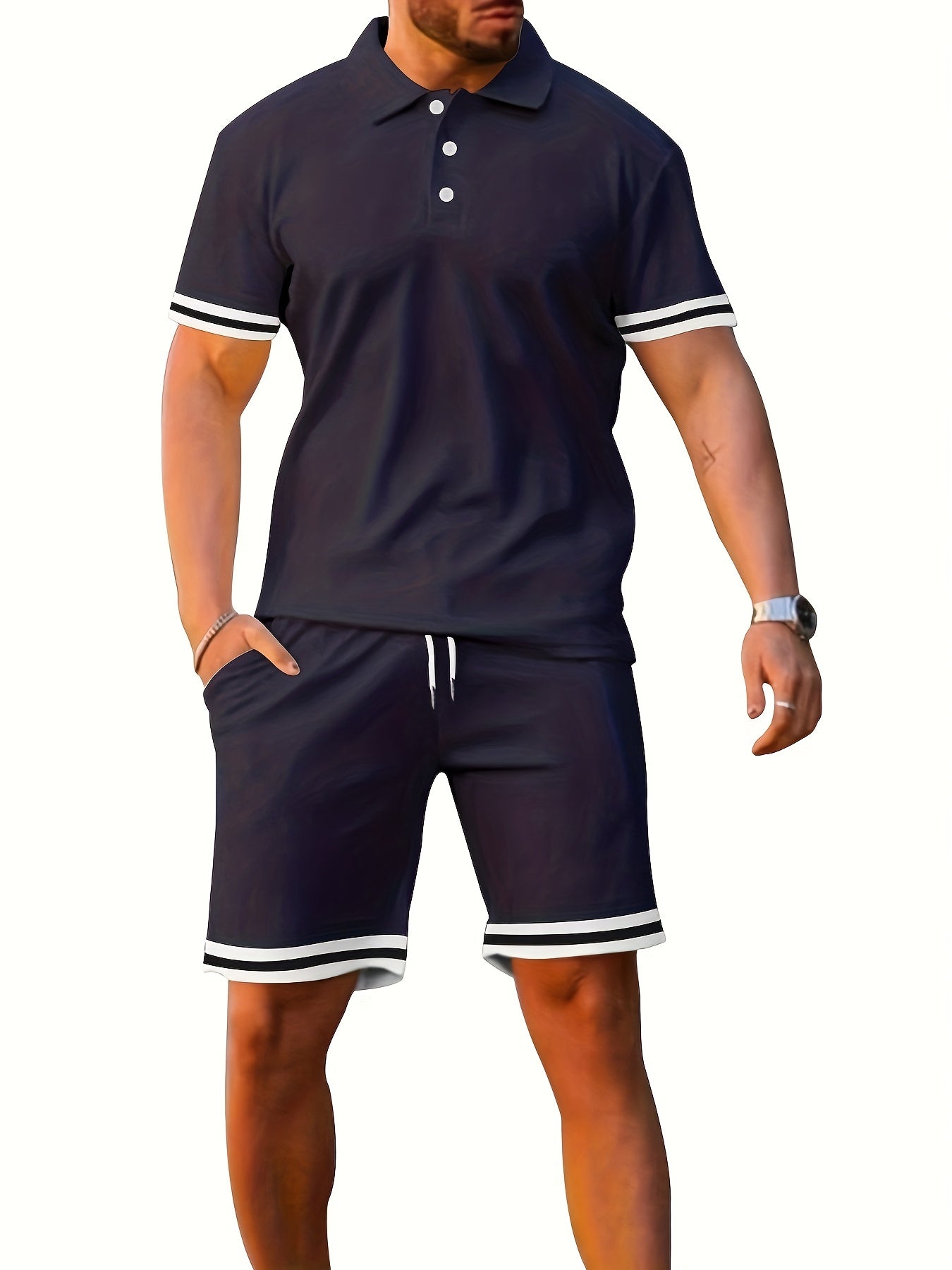 Men's Casual Suit: Short Sleeve Shirt & Breathable Shorts