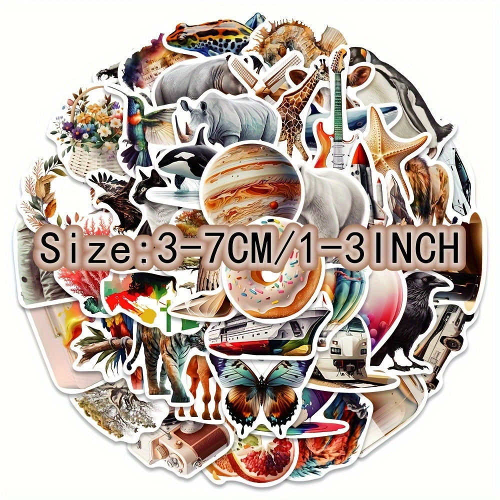 50pcs Animal Series Stickers for Laptop Waterproof DIY Water Cup Desktop