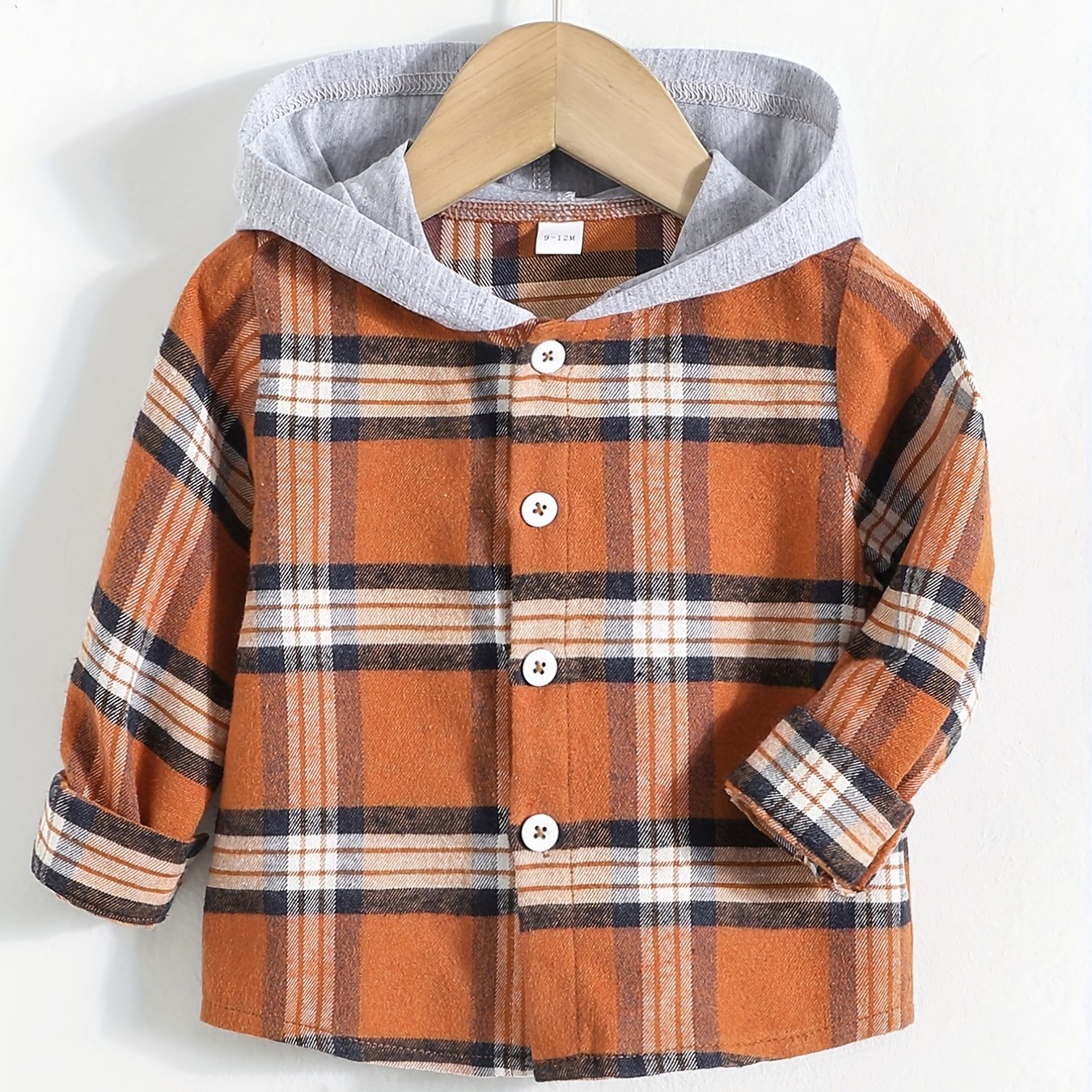 Baby Boy's Cotton Hooded Jacket Button Up Stretchy Coat