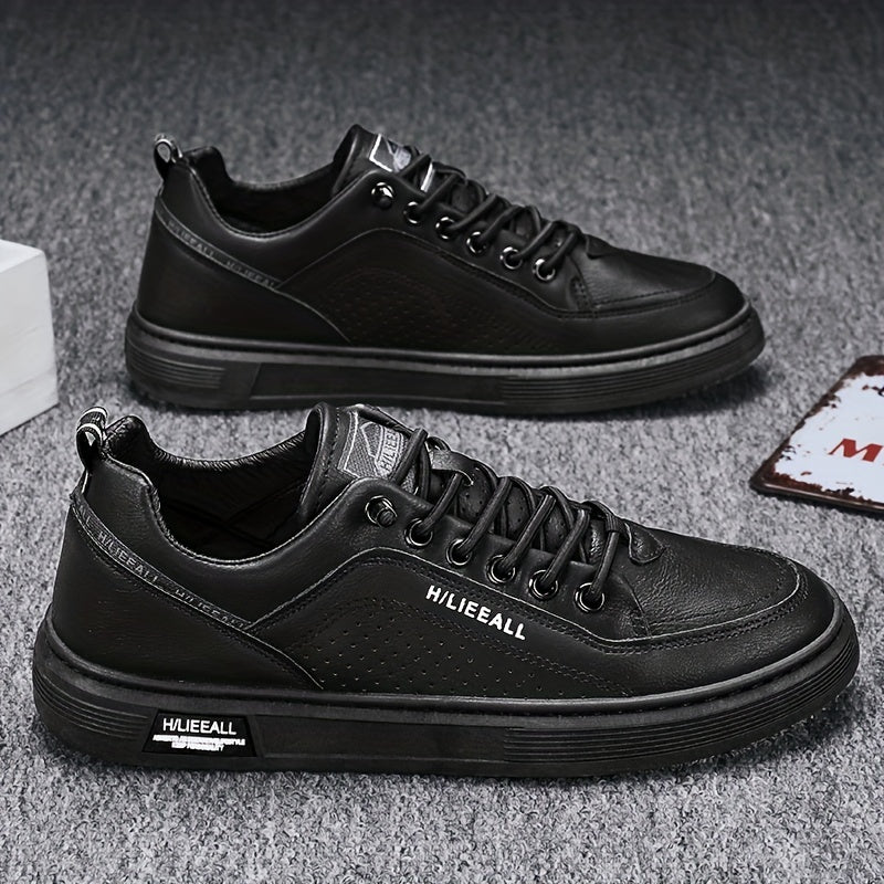 Men's Lace Up Sneakers Casual PU Leather Walking Shoes