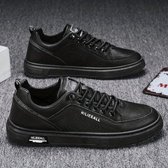 Men's Lace Up Sneakers Casual PU Leather Walking Shoes