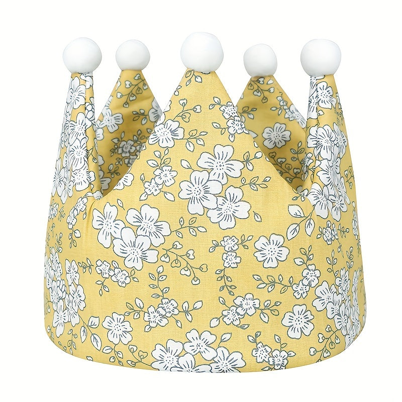 Baby Birthday Floral Crown Hat With Pom Pom Gift