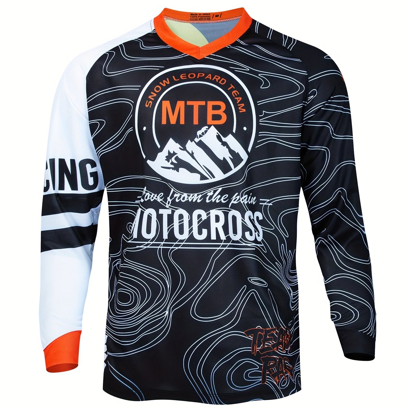 Men's Mountains Pattern Cycling Jersey Active Breathable Loose Long Sleeve Shirt