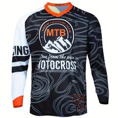 Men's Mountains Pattern Cycling Jersey Active Breathable Loose Long Sleeve Shirt