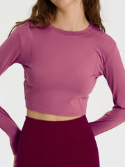 Sporty T Shirt Round Neck Mid Stretch Crop Sports Tee Women's Activewear
