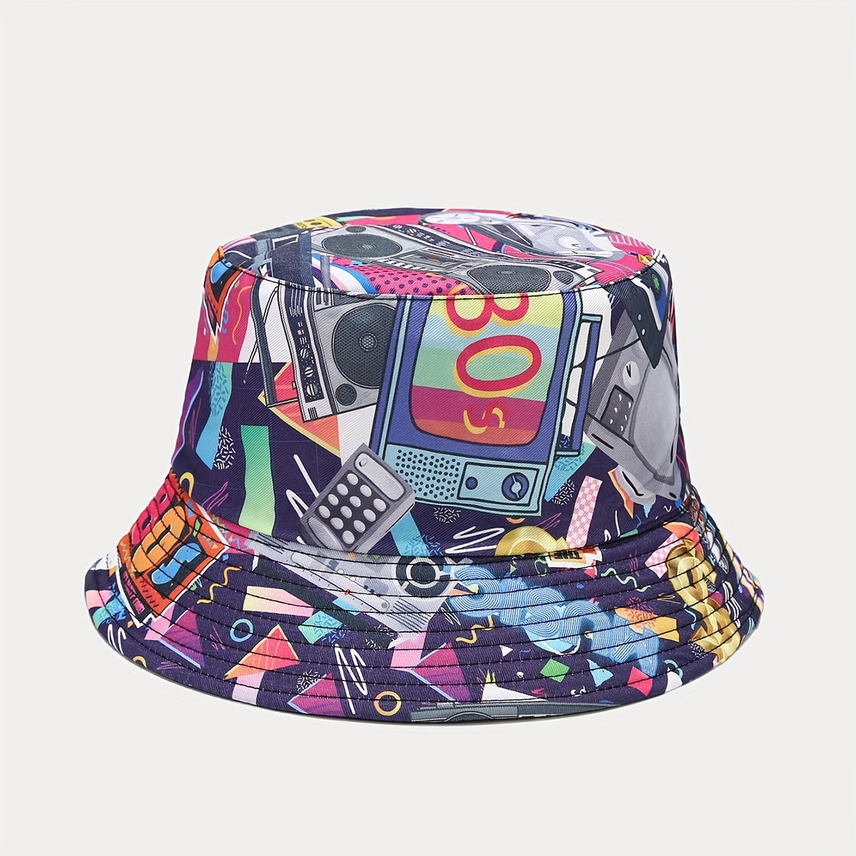 Nostalgic Graffiti Fisherman Hat Outdoor Sun Visor for Men and Women