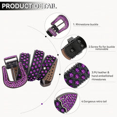 Purple Rhinestone Belt Western Cowgirl Cowboy Bling Waistband
