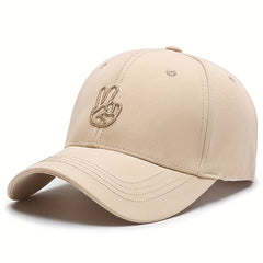 Adjustable Victory & Peace Gesture Embroidered Baseball Cap