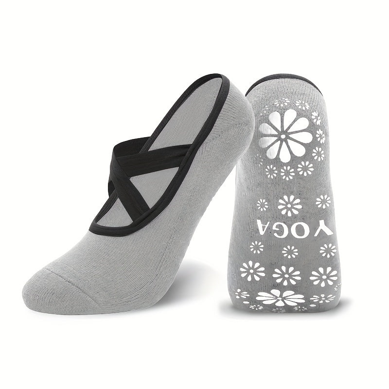 Women's Non-slip Cross Strap Yoga Socks Breathable Dance Training Socks