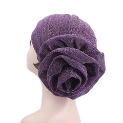 Glitter Floral Bandana Turban Hat Big Flower Head Wrap