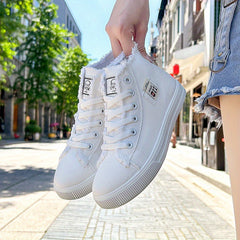 Women's High Top Board Shoes with Letter Patches