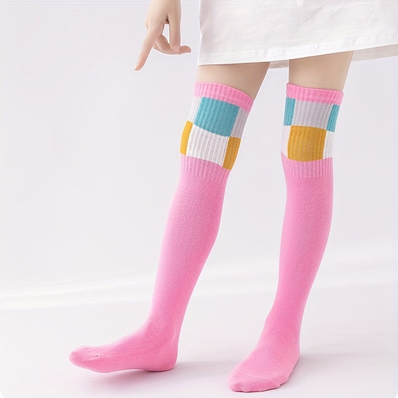 Girls Kids Knee High Socks Breathable Comfy Long Over The Knee Socks