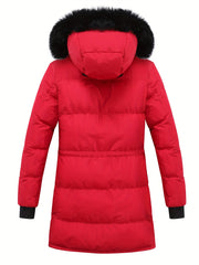 Women's Winter Down Jacket Faux Fur Collar Hooded Coat