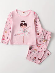 Girls Dancing Girls Pajamas Set Long Sleeve Top Pants Lounge Wear