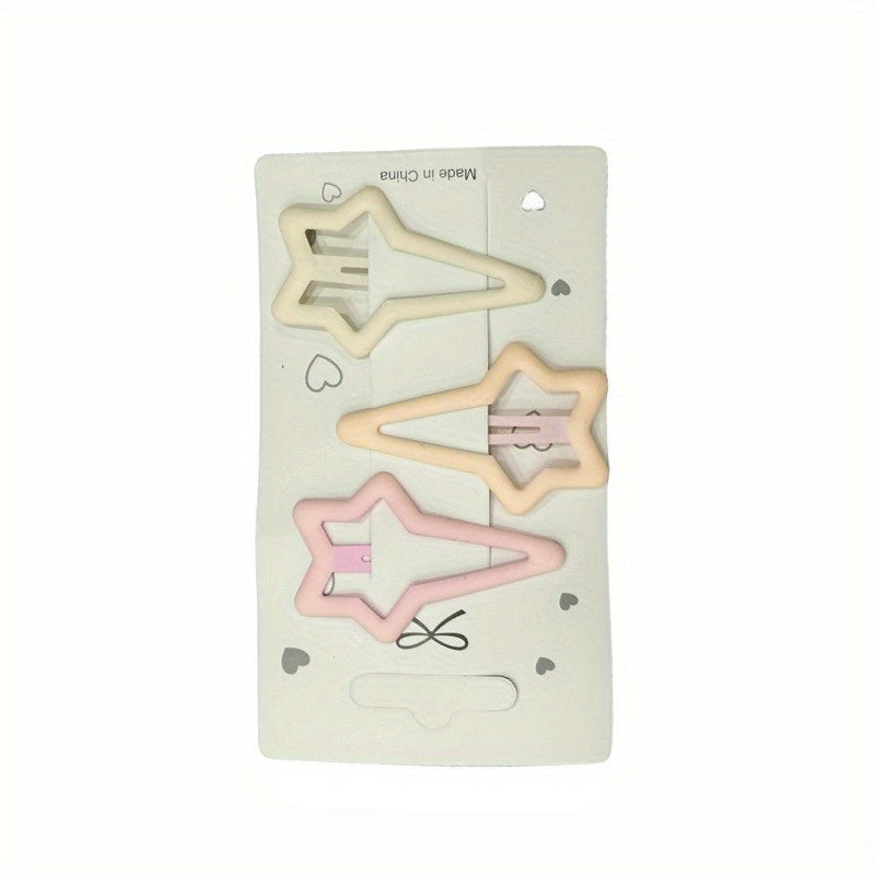 3pcs Y2k Gradient Pink Hairpin Heart and Star Hair Clips for Girls