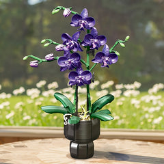 QIGU Building Blocks Bouquet Purple Orchid Floral Arrangement