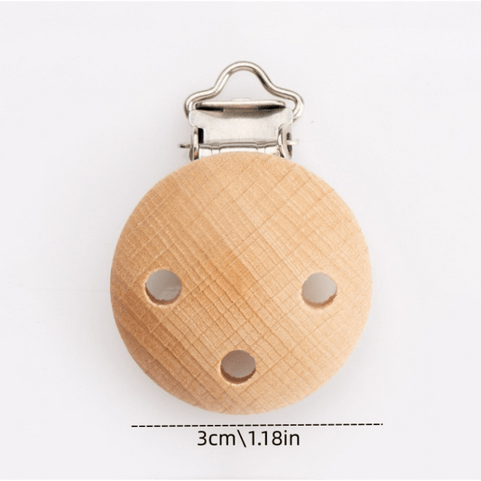 30mm Beech Wood Pacifier Clip Three Hole Wooden Clip DIY Anti Drop Chain