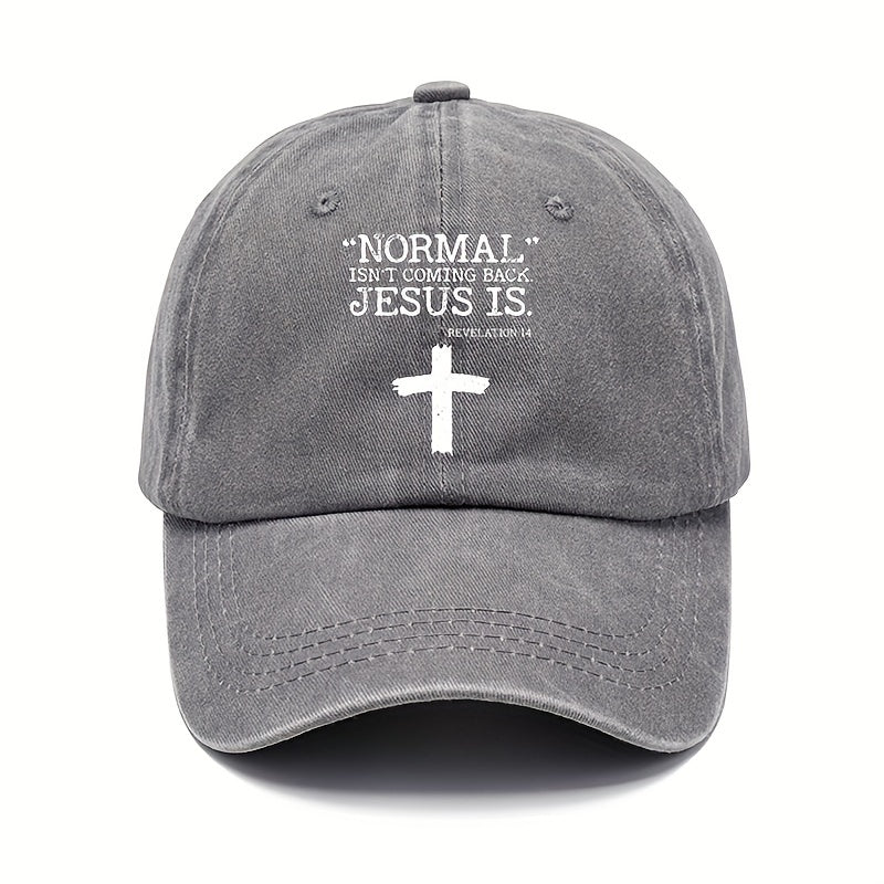 Cross Print Vintage Baseball Cap Sunscreen Sports Hat Washed Distressed Dad Hat