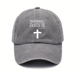 Cross Print Vintage Baseball Cap Sunscreen Sports Hat Washed Distressed Dad Hat
