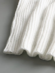 Solid Button Decor Lantern Sleeve Sweater