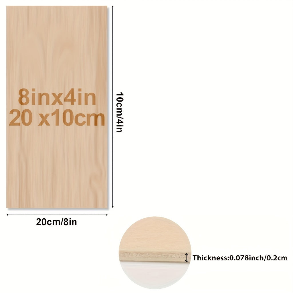 8x4in Unfinished Wood Planks 20pcs 2mm Thick for Crafts & Carving