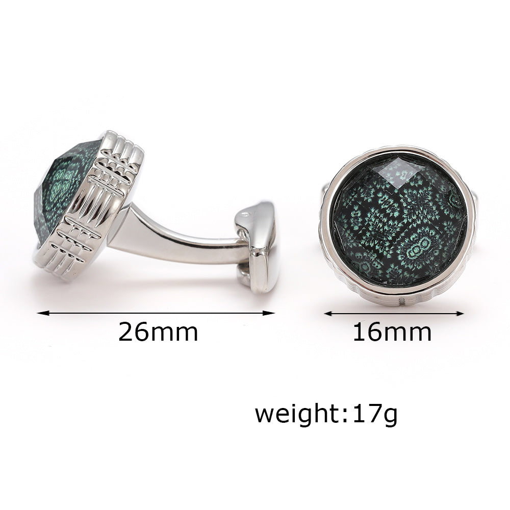 Men's Green Round Shirt Cufflinks
