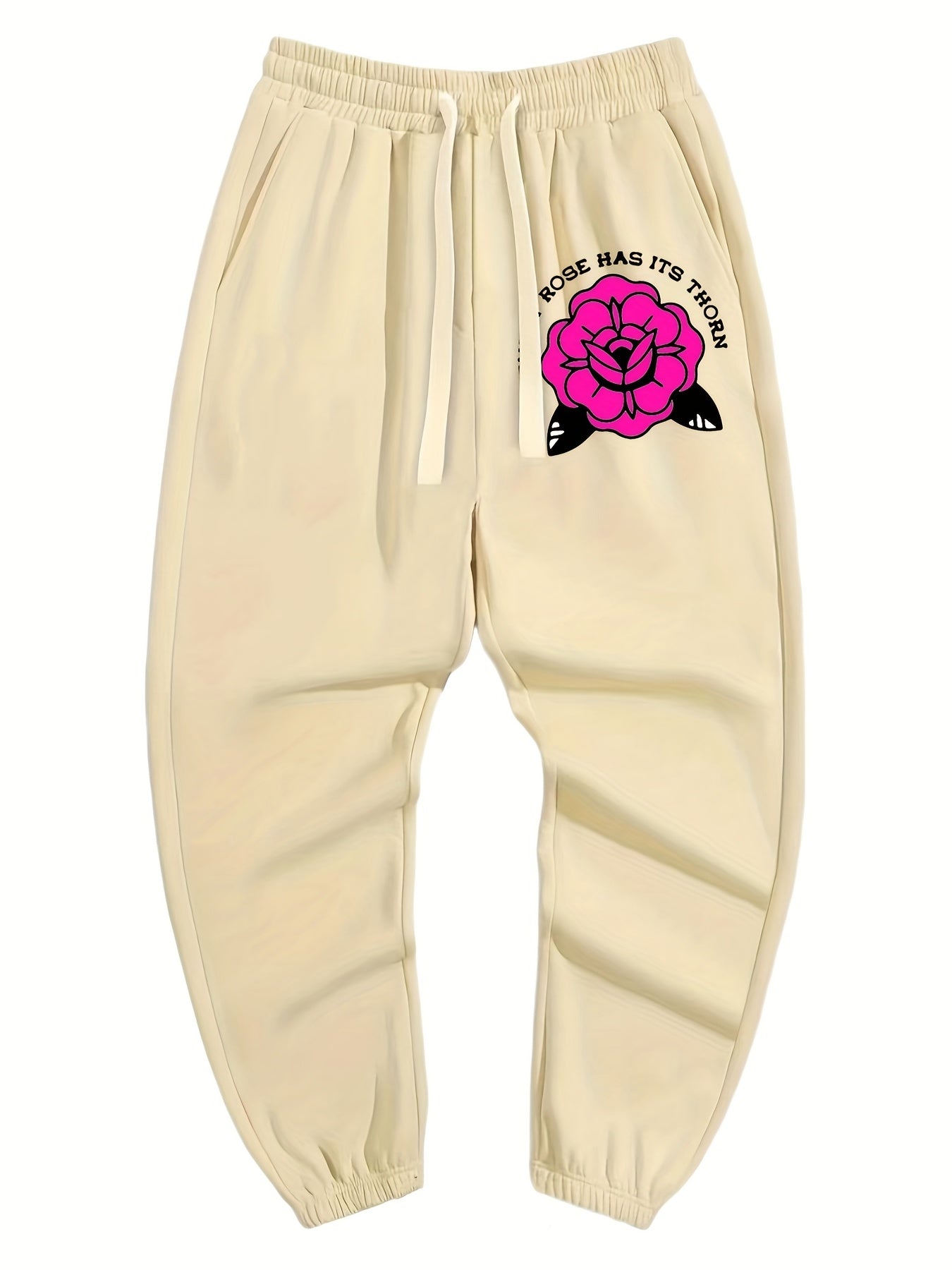 Flower Print Men's Drawstring Pocket Sweatpants Casual Jogger Pants
