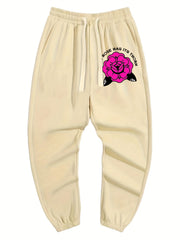 Flower Print Men's Drawstring Pocket Sweatpants Casual Jogger Pants