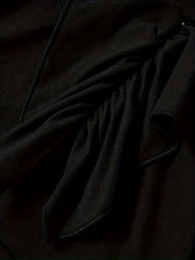 Ruffle Decor Zipper U Collar Long Sleeve Casual Jumpsuit