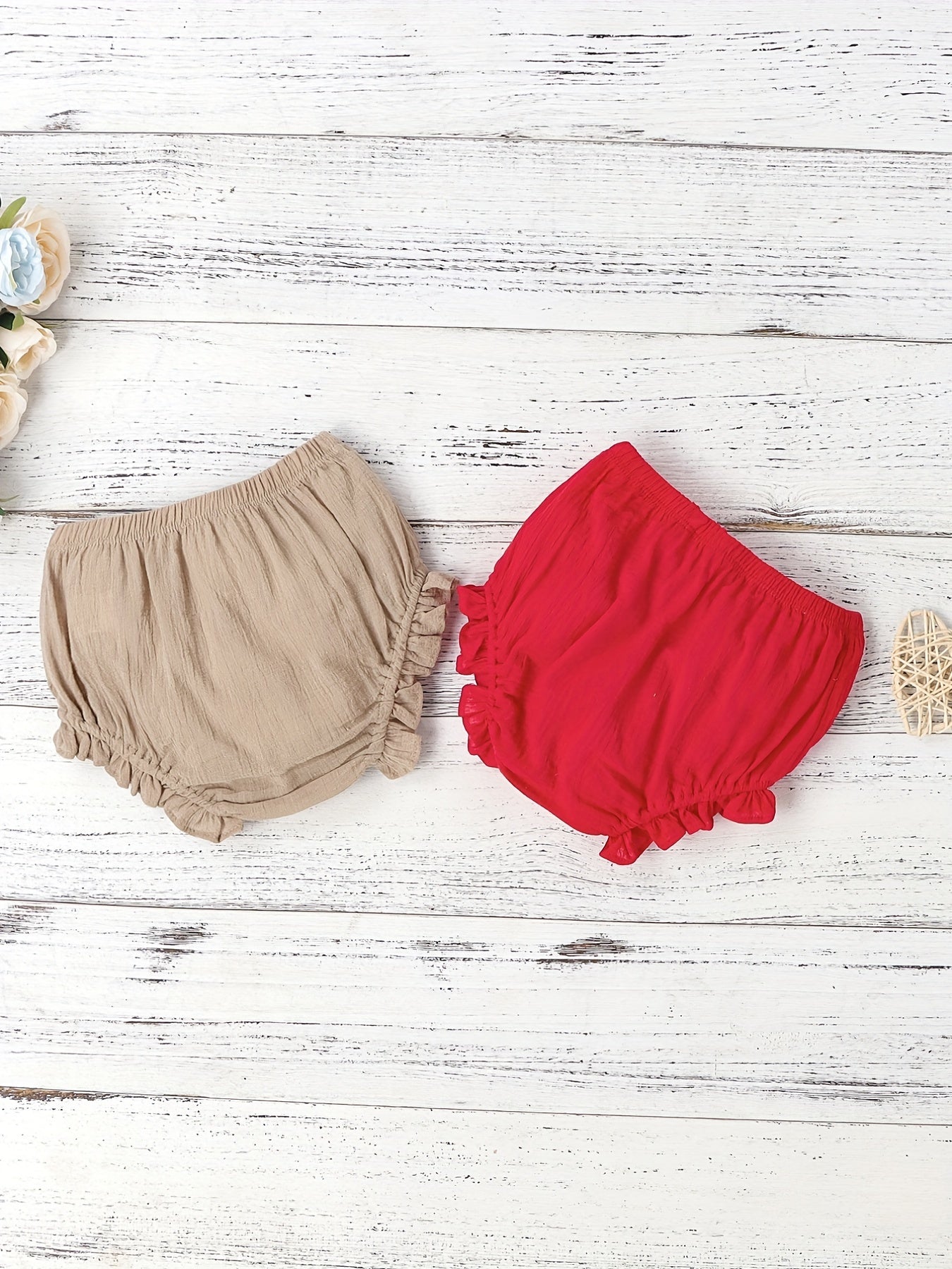 Ruffle Trim Short Bread Pants 2pcs Set Infant Baby Boys And Girls