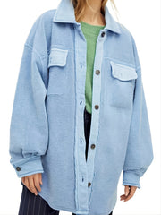 Women's Solid Long Sleeve Button Down Jacket