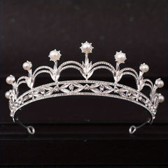 Crystal Faux Pearl Crown Tiara Rhinestone Wedding Tiaras Women Prom Crowns