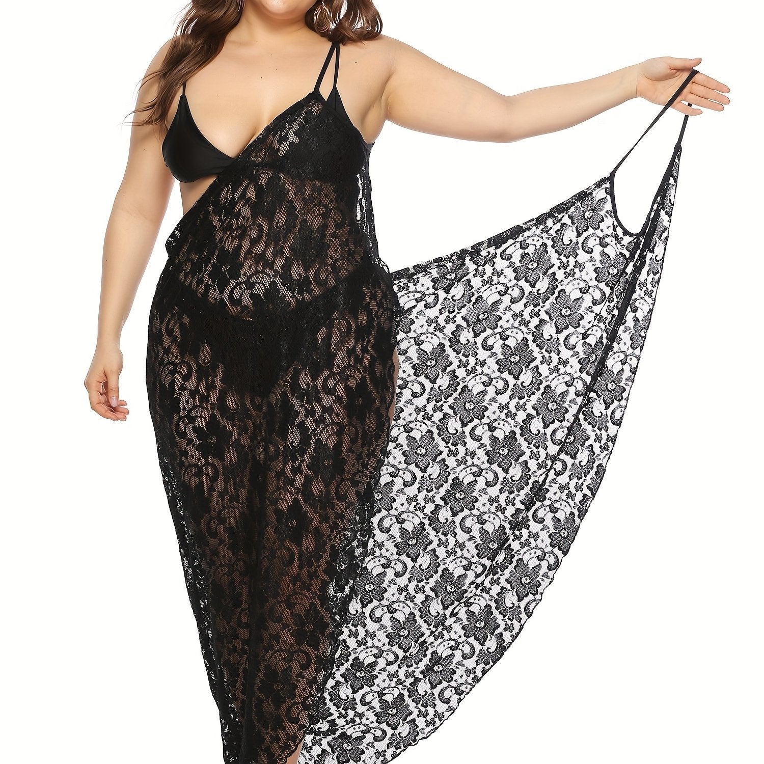 Floral Jacquard Lace Cover Up Dress