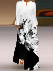 Women's Floral Print Maxi Dress with Pockets