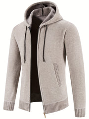 Men's Full Zip Casual Fleece Lined Hooded Cardigan Jacket Coat