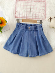 Girls Loose Fit Denim Shorts Casual Waistband Pants For Kids
