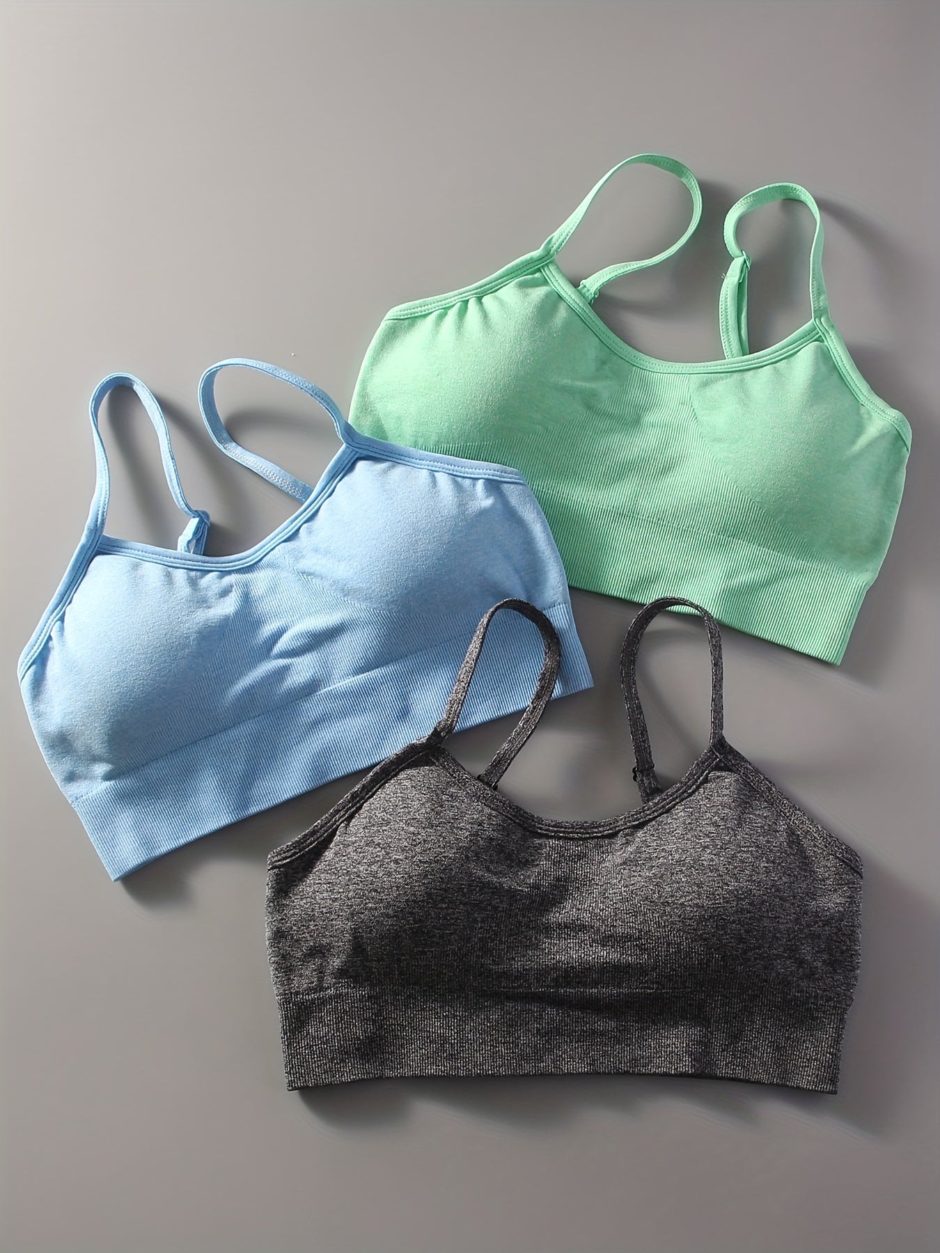 3 Solid Sports Bra Chest Pad Moisture Wicking Yoga Fitness Tank Top