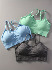 3 Solid Sports Bra Chest Pad Moisture Wicking Yoga Fitness Tank Top