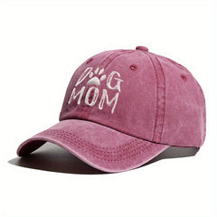 DOG MOM Embroidery Ponytail Baseball Cap Washed Distressed Sunscreen Sports Hat