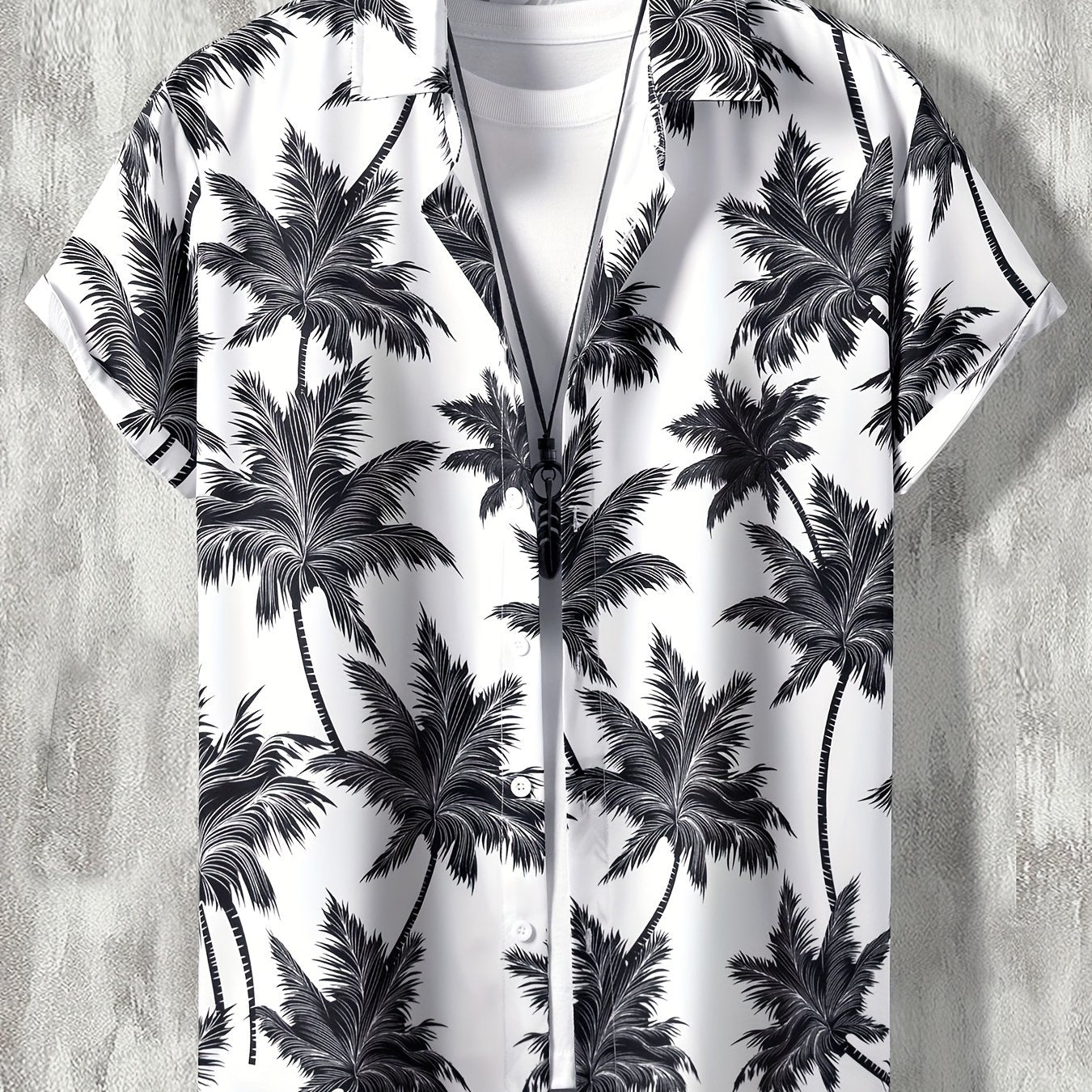 Men's Hawaiian Shirt Coconut Tree Print Short Sleeve Button Up