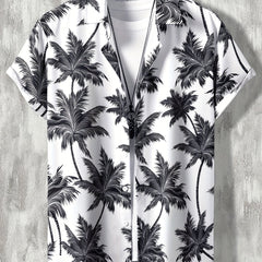 Men's Hawaiian Shirt Coconut Tree Print Short Sleeve Button Up