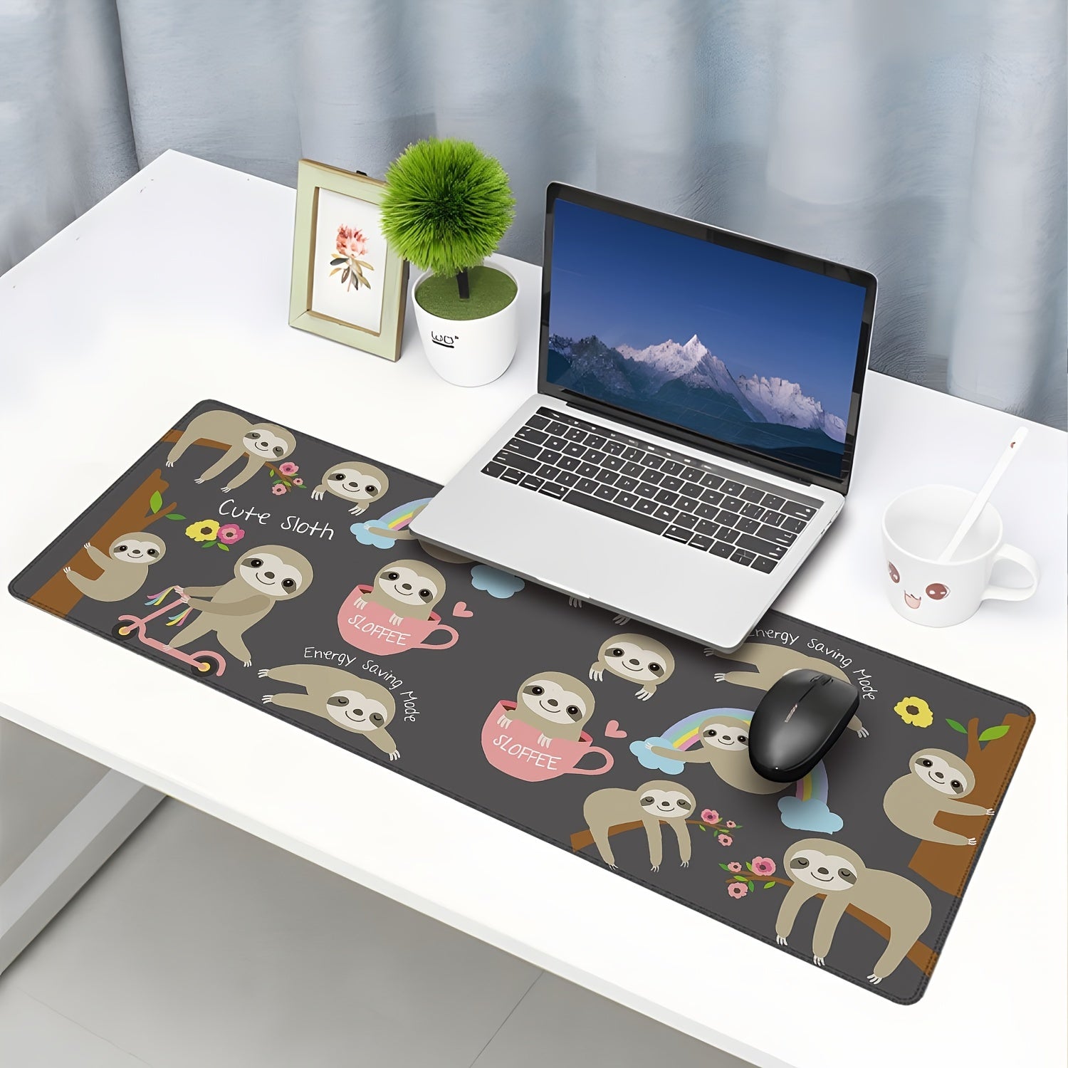 Sloth Rectangular Desk Pad Mouse Pad 11.8x31.5in